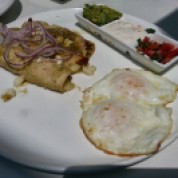 Queso Fresco Enchiladas - good. Enchiladas filled with ranchero cheese. Guac was yummy. Overall a bit heavy